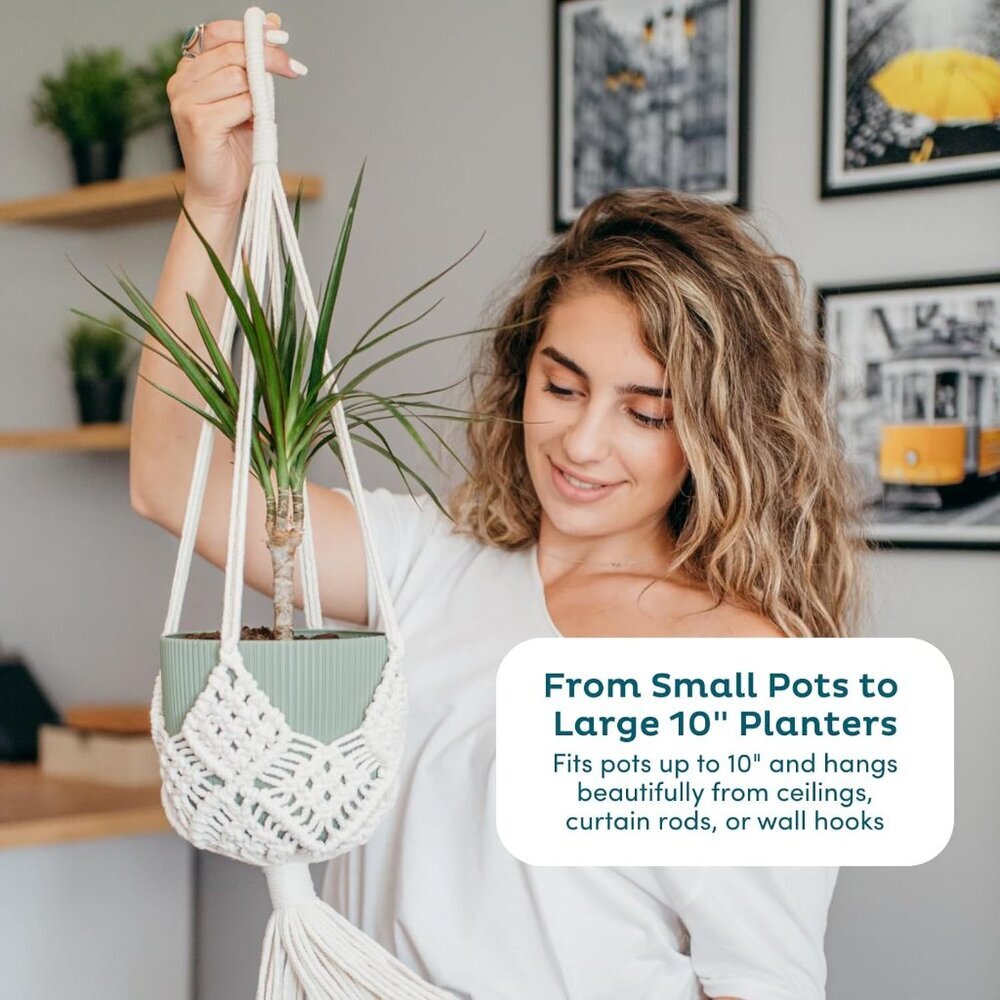 4 Pack Macrame Plant Hanger - Hanging Planters for Indoor Plants, Boho Plant Hol - Picture 5 of 8